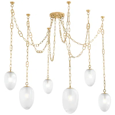 Corbett Lighting  Daith 61.25" 6 Lt. Vintage Brass Chandelier