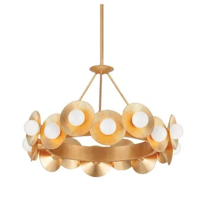 Corbett Lighting Emerald 16 Light Chandelier In Vintage Gold Leaf
