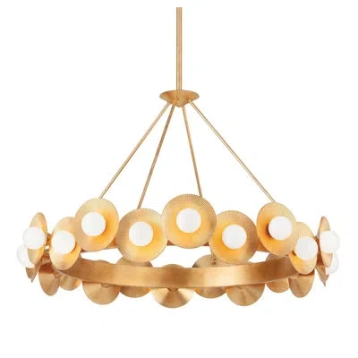 Corbett Lighting Emerald 22 Light Chandelier In Vintage Gold Leaf