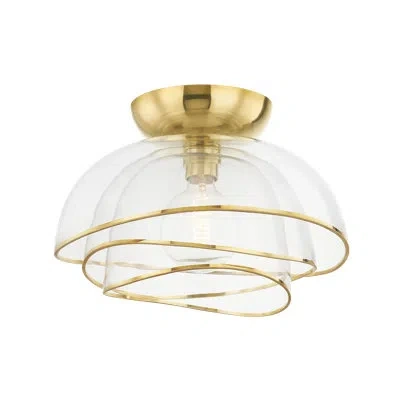 Corbett Lighting Esme 1 Light Flush Mount In Vintage Polished Brass