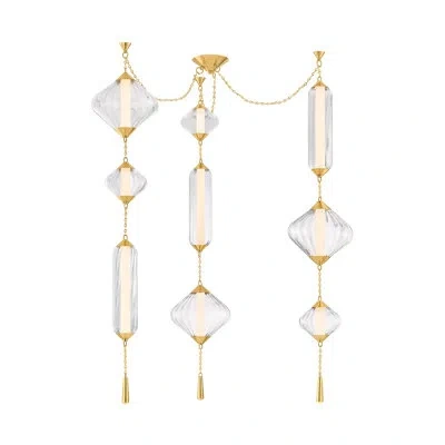 Corbett Lighting Fistral Semi Flush In Antique Brass