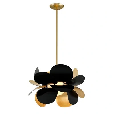 Corbett Lighting Ginger 1 Light Chandelier In Gold Leaf,soft Black Combo