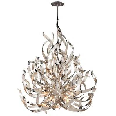 Corbett Lighting Graffiti 12 - Light Chandelier In Silver Leaf,stainless Steel