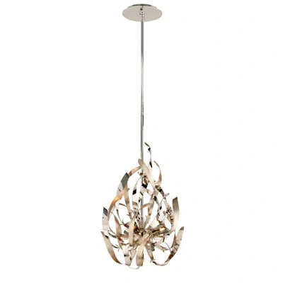 Corbett Lighting Graffiti 3 Light Pendant In Silver Leaf Polished Stainless
