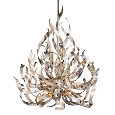 Corbett Lighting Graffiti 9-light Unique / Statement Geometric Chandelier In Silver Leaf