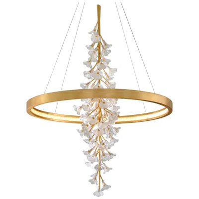 Corbett Lighting Jasmine 36" Wide Led Gold Leaf Flower Ring Chandelier