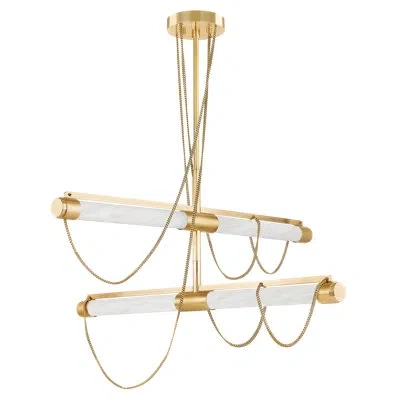 Corbett Lighting Lariat Light Integrated Led Chandelier By Noz Nozawa For  In Gold;vintage Brass