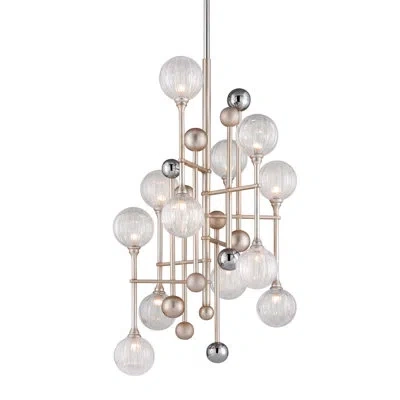 Corbett Lighting Majorette 12-light Sputnik Modern Linear Chandelier In Silver Leaf W Polished Chrome