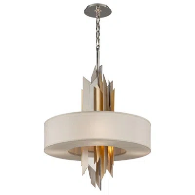 Corbett Lighting Modernist 6 - Light Unique Geometric Pendant In Pol Ss W Silver,gold Leaf