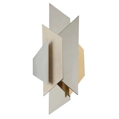 Corbett Lighting Modernist Wall Sconce In Pol Ss W Argent,feuille D'or;pol Ss W Silver,gold Leaf
