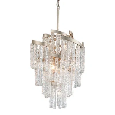 Corbett Lighting Mont Blanc 7 - Light Unique/statement Tiered Chandelier In Modern Silver Leaf