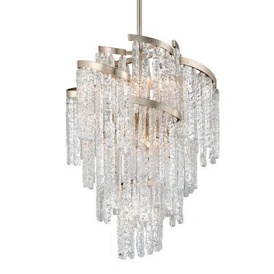Corbett Lighting Mont Blanc 9-light Unique / Statement Tiered Chandelier In Modern Silver Leaf