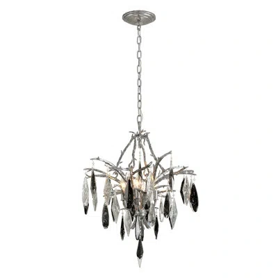 Corbett Lighting Nera 4 - Light Candle Style Classic / Traditional Chandelier In Blackened Silver Leaf