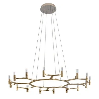 Corbett Lighting Nexus 16-light Unique Wagon Wheel Led Chandelier In Warm Silver Leaf