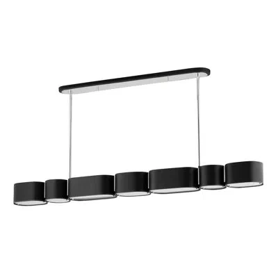 Corbett Lighting Opal 7 Light Linear In Soft Black,stainless Steel,black