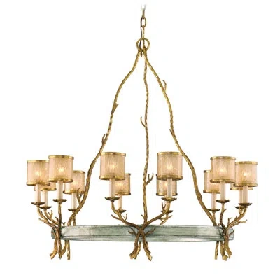Corbett Lighting Parc Royale 12 Light Chandelier In Vintage Gold Leaf