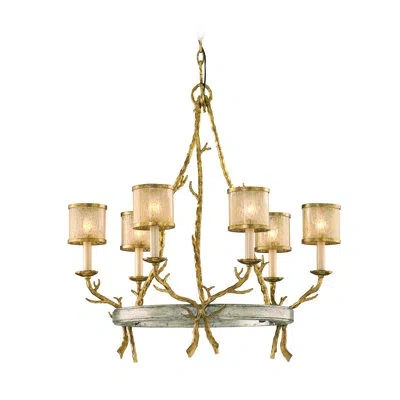 Corbett Lighting Parc Royale 6 Light Chandelier In Vintage Gold Leaf