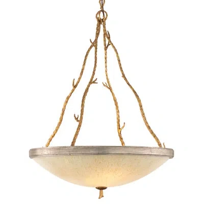 Corbett Lighting Parc Royale Unique / Statement Bowl Pendant In Gold And Silver Leaf