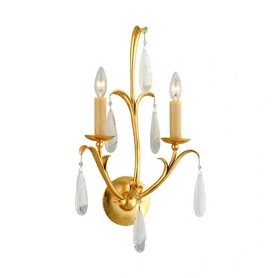 Corbett Lighting Prosecco 2 - Light Dimmable Gold Leaf Finish Candle Wall Light In Feuille D'or;gold Leaf
