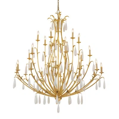 Corbett Lighting Prosecco 24 Light Chandelier In Gold Leaf