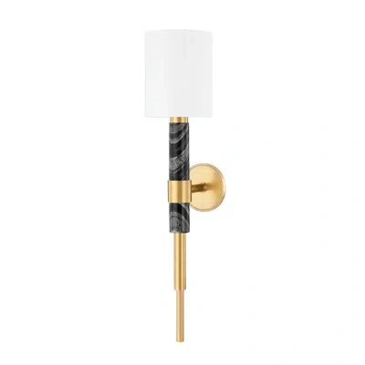 Corbett Lighting Solstice 1 Light Wall Sconce In Vintage Brass & Black Marble