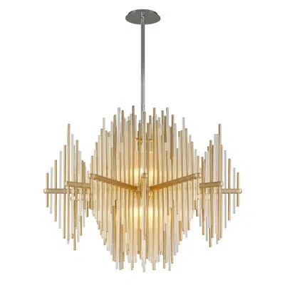 Corbett Lighting Theory 2-light Led Unique / Statement Geometric Chandelier In Gold Leaf,stainless Steel