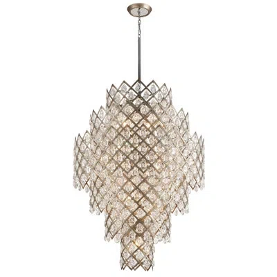 Corbett Lighting Tiara 17 - Light Unique / Statement Tiered Chandelier In Stria Gold Leaf,stainless Steel