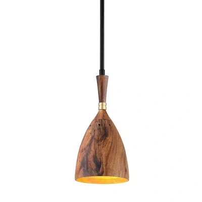 Corbett Lighting Utopia 1 - Light Single Bell Led Pendant In Acacia