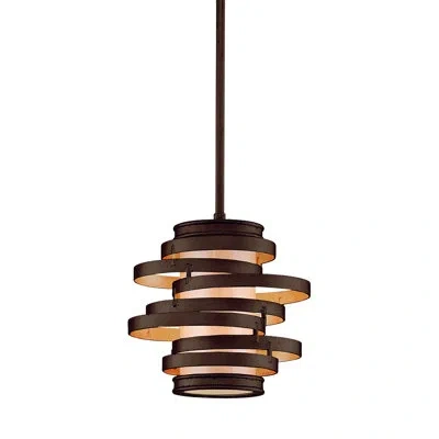 Corbett Lighting Vertigo 1 - Light Unique Geometric Pendant In Bronze,gold Leaf,caramel Ice