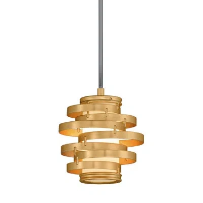 Corbett Lighting Vertigo 1 - Light Unique / Statement Geometric Pendant In Gold Leaf