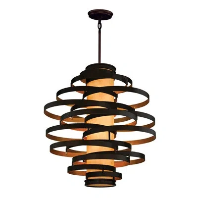 Corbett Lighting Vertigo 3 Light Chandelier In Bronze Leaf And Gold Leaf