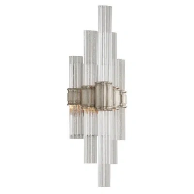 Corbett Lighting Viola 1 - Light Led Dimmable Modern Silver Leaf Flush Mount Sconce In Clear,transparent Glass;feuille D'argent Chaud