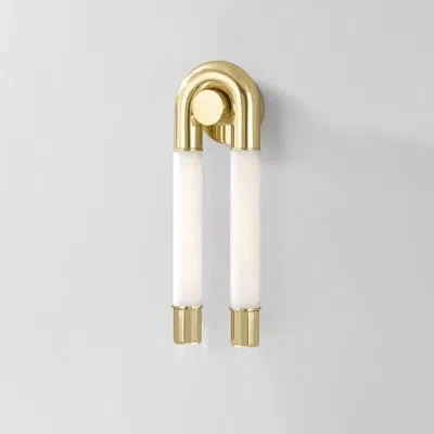 Corbett Lighting Zeme 2 Light Integrated Led Wall Sconce By Noz Nozawa For  In Cloud Etched;vintage Polished Brass