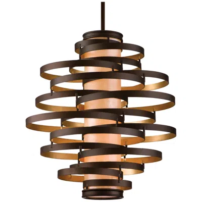 Corbett Vertigo 30" Wide Bronze And Gold Leaf Chandelier