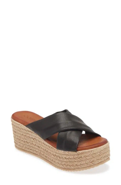 Cordani Bella Espadrille Wedge Sandal In Black Leather