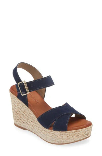 Cordani Brittany Ankle Strap Espadrille Platform Wedge Sandal In Crosta Navy