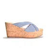 Cordani Devon Platform Wedge Sandal In Avio Suede In Multi