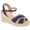 Cordani Ember Ankle Strap Espadrille Platform Wedge Sandal In Navy Suede