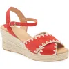 Cordani Ember Ankle Strap Espadrille Platform Wedge Sandal In Red Suede