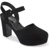 Cordani Torin Ankle Strap Platform Pump In Black Suede