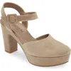 Cordani Torin Ankle Strap Platform Pump In Tortora Suede