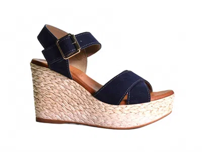 Cordani Women Brittany High Heel Wedge In Navy Suede In Blue