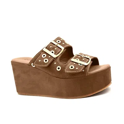 Cordani Women's Jayne Platform Wedge Slide Sandal In Fango Suede In Brown