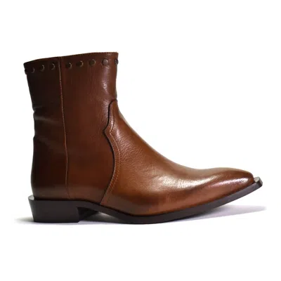 Cordani Women's Piper Western Ankle Boot In Cuoio Leather In Blue