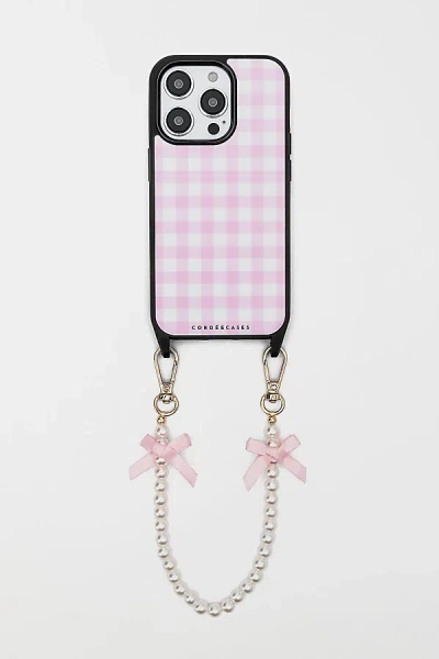 Cordée Cases Gingham Darling Iphone Case + Wristlet Set In Blush At Urban Outfitters In Red