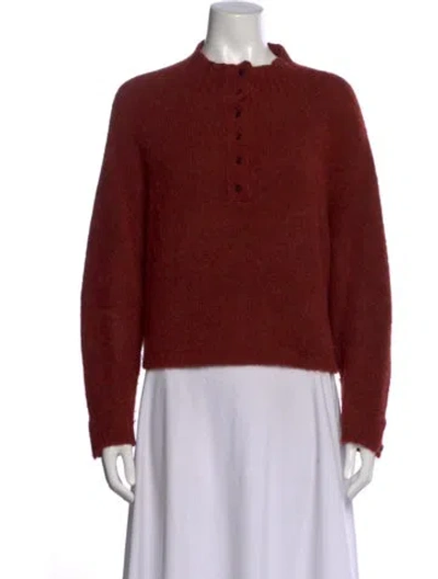 Pre-owned Cordera Alpaca Mock Neck Sweater In Red