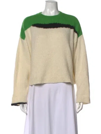 Pre-owned Cordera Baby Alpaca Colorblock Pattern Sweater In Neutrals
