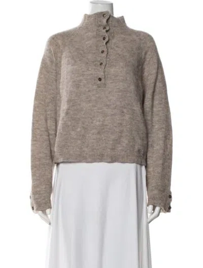 Pre-owned Cordera Baby Alpaca Mock Neck Sweater In Grey