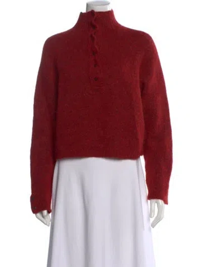 Pre-owned Cordera Baby Alpaca Mock Neck Sweater In Red