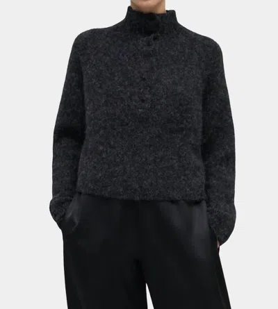 Cordera Baby Alpaca Polo Sweater In Anthracite In Black